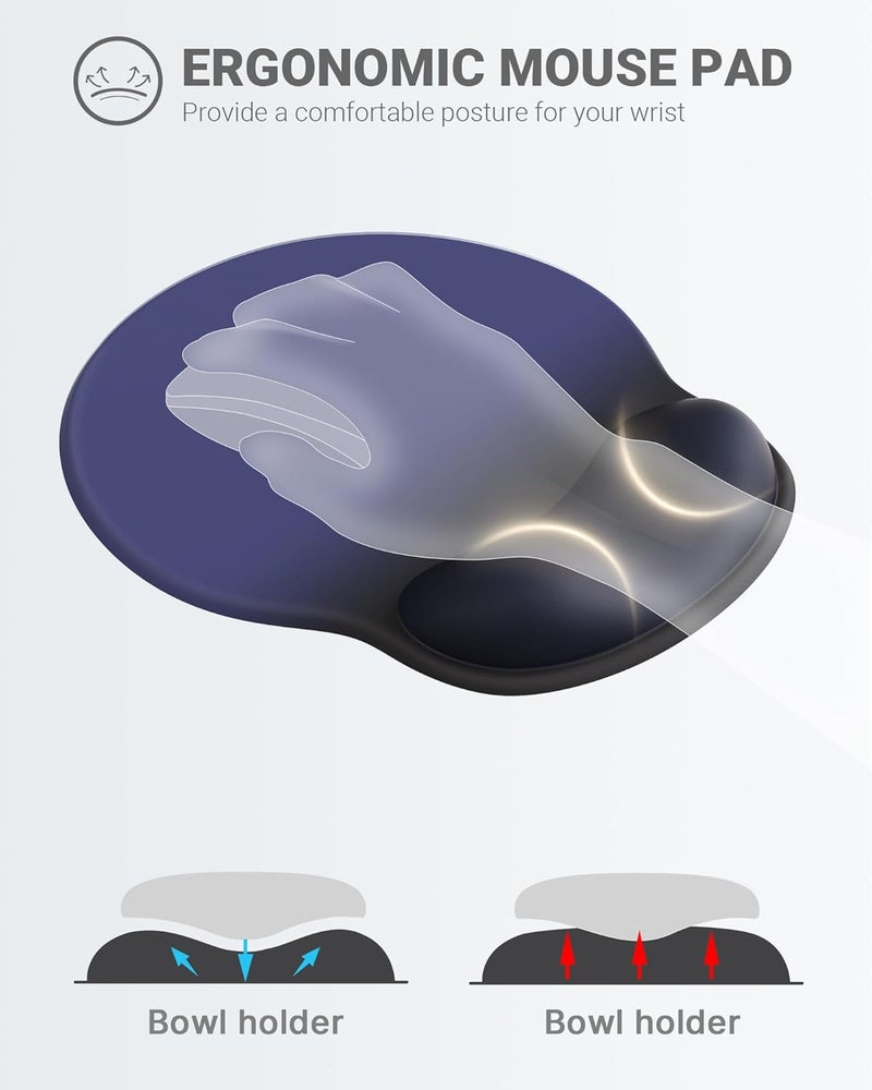 Laborio Ergonomic Mouse Pad Wrist Support, Comfortable Mouse Pad Wrist Rest, Relieve Wrist Pain Gel Mouse pad, Non-Slip Rubber Base Mousepad for Laptop, Computer(Gradient Klein Blue) - Image 2